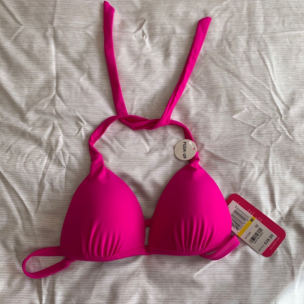 Hot Pink Triangle Push-up Bikini 🌸